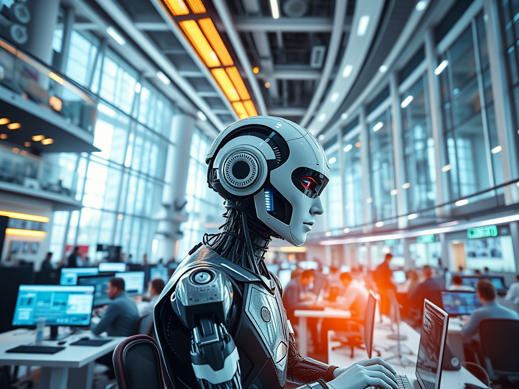 Robô humanoide em ambiente de trabalho