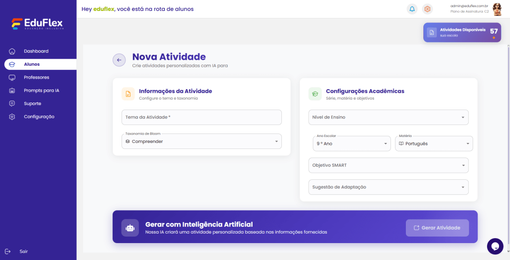Eduflex Educação - sistema para auxiliar alunos com autismo e TDAH